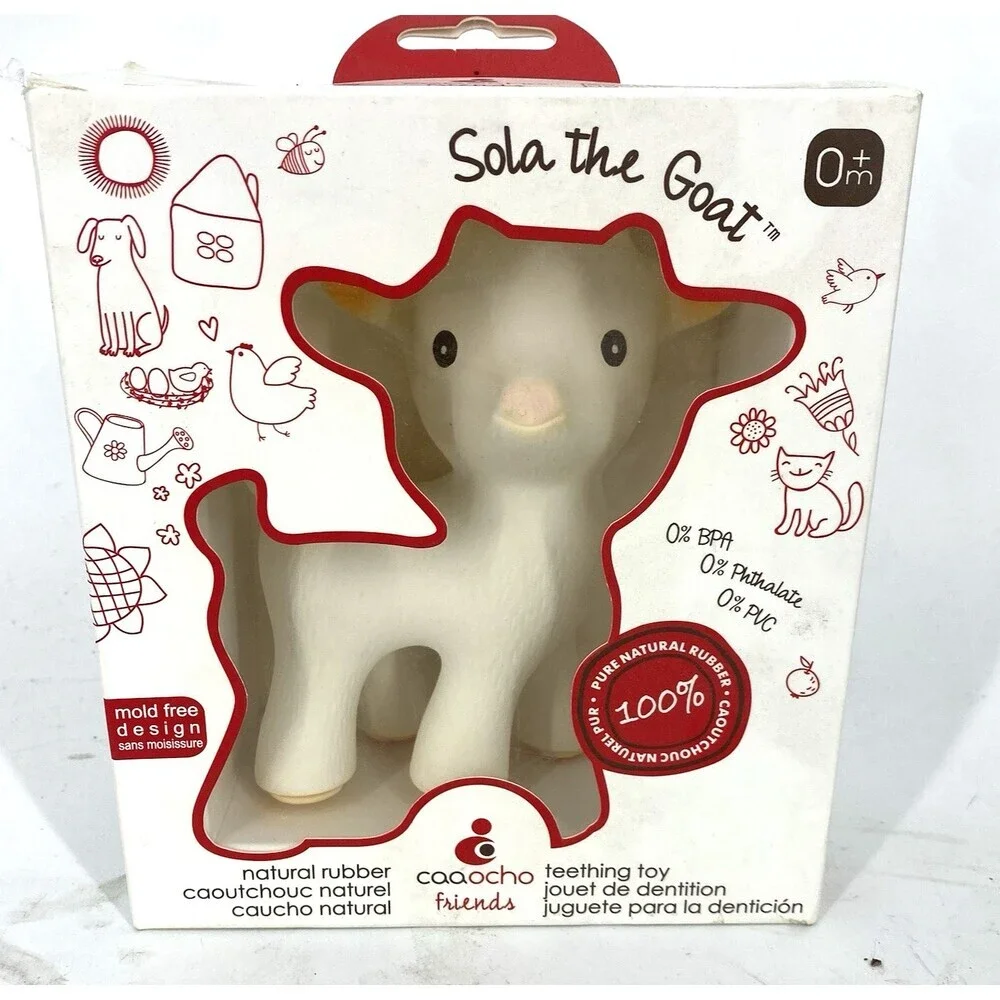 Sola the Goat Natural Rubber Teething Toy Baby Teether BPA Free Sensory Toy